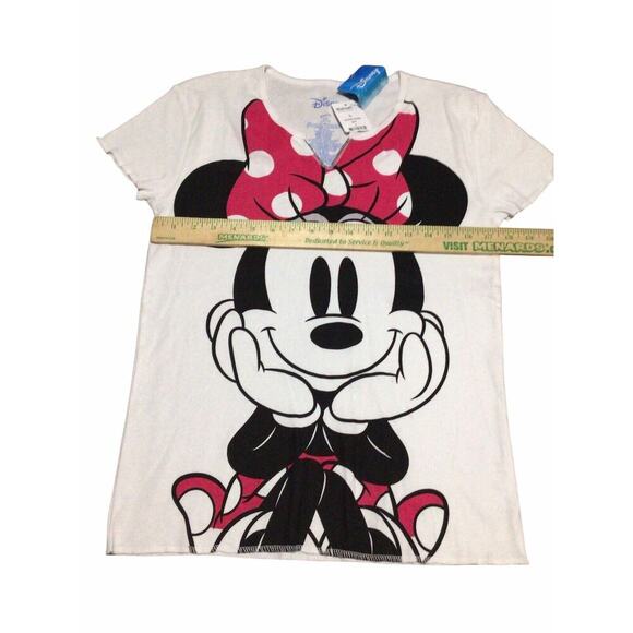 Disney Minnie Mouse T Shirt Girls Short Sleeve Size L 11/13 White Logo Cartoon - Picture 5 of 6